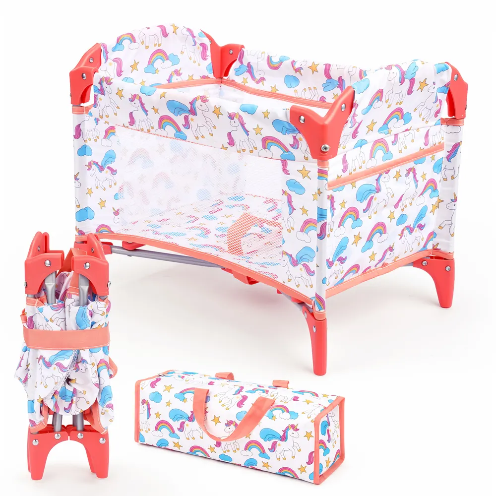 12–15" Cute Pattern Foldable Doll Bed for Reborn Baby Dolls, photograph 2