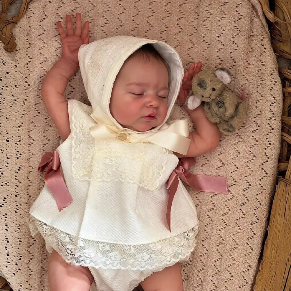12" & 16" Full Body Silicone Sleeping Baby Girl or Boy with Brown Hair, photograph 2