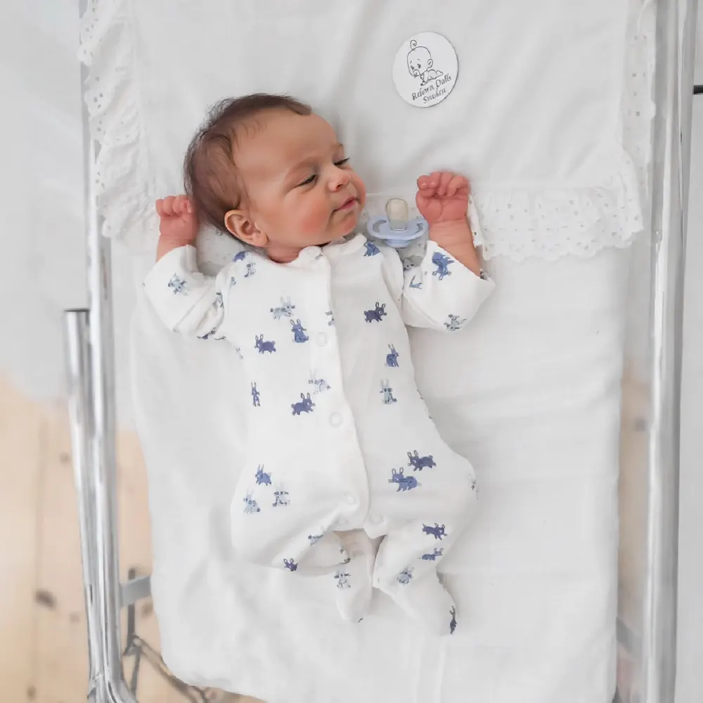12"&16" Full Silicone Newborn Baby Girl or Boy Doll, Brown Hair, Asleep