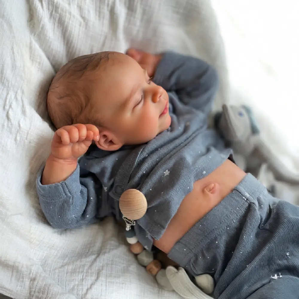 12"&16" Full Silicone Reborn Newborn Baby Girl or Boy, Brown Hair, photograph 2