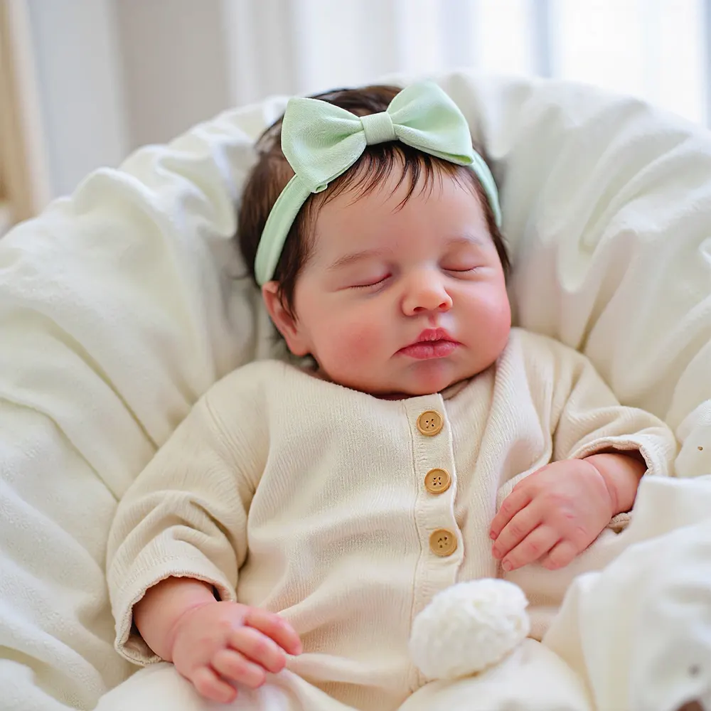 12" & 16" Handmade Reborn Baby Doll Girl or Boy with Hand-Rooted Brown Hair, photograph 2