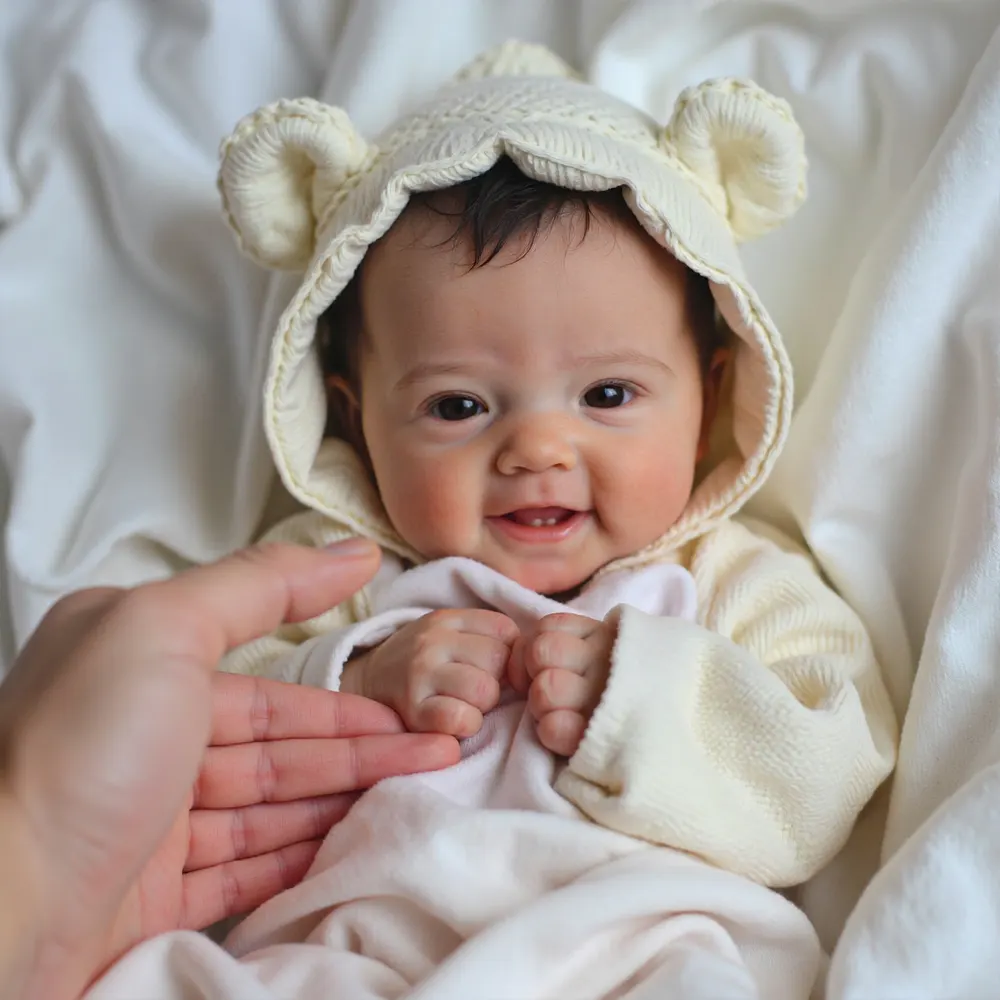 12" & 16" Realistic Newborn Baby Doll Girl Hellen with Clear Brown Eyes, photograph 4