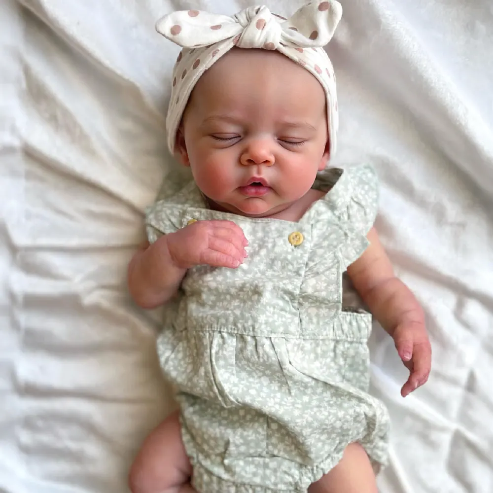 12" & 16" Realistic Silicone Sleeping Baby with Brown Hair and Closed Eyes Suitable