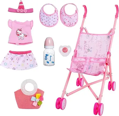 12" Doll Car Gift 9 Pcs Set Reborn Baby Doll Clothes Accessories Set