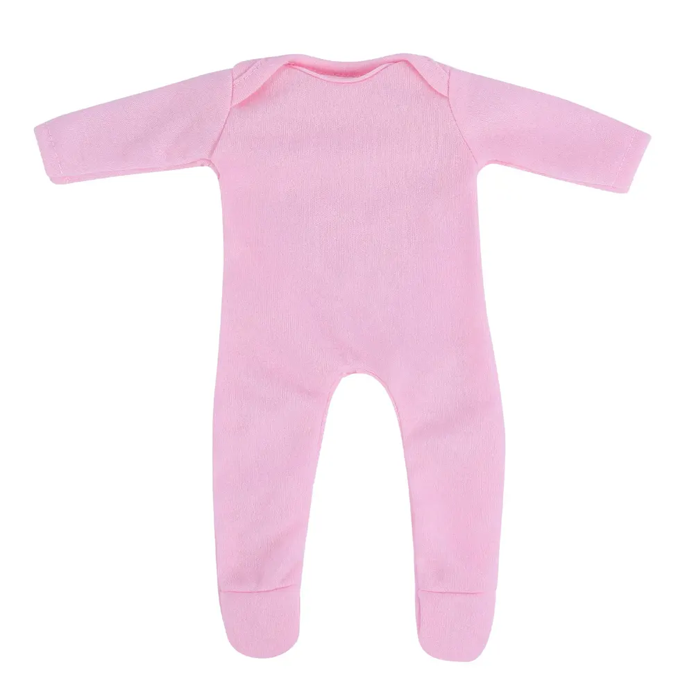 12" Light Pink Solid Colour Long-Sleeved Romper 1 Piece Set