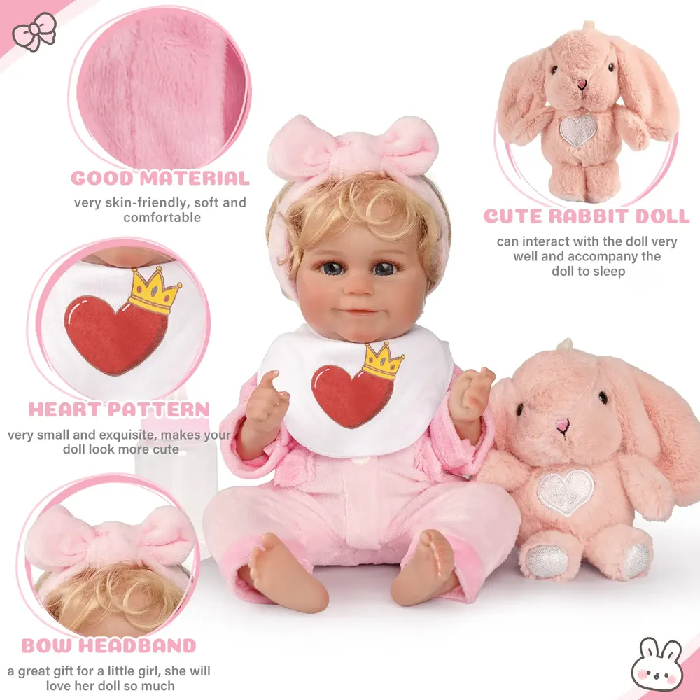 12" Pink Love for Reborn Baby Girl Accessories 8-Pieces Set, photograph 2