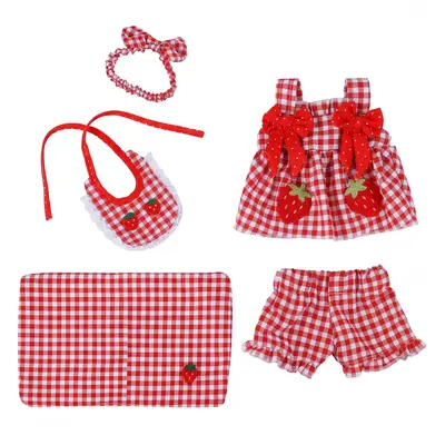 15" Red Plaid Strawberry Five-Piece Set