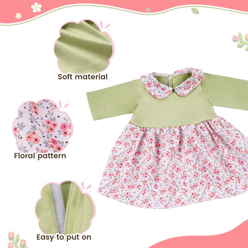 16" Green Dress Set 3 Pieces Including Hair Band and Vest, photograph 4