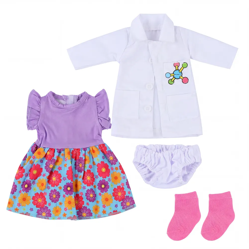 16" Sweetheart Girl Shirt and Dress Four-Piece Set for Reborn Baby, photograph 2