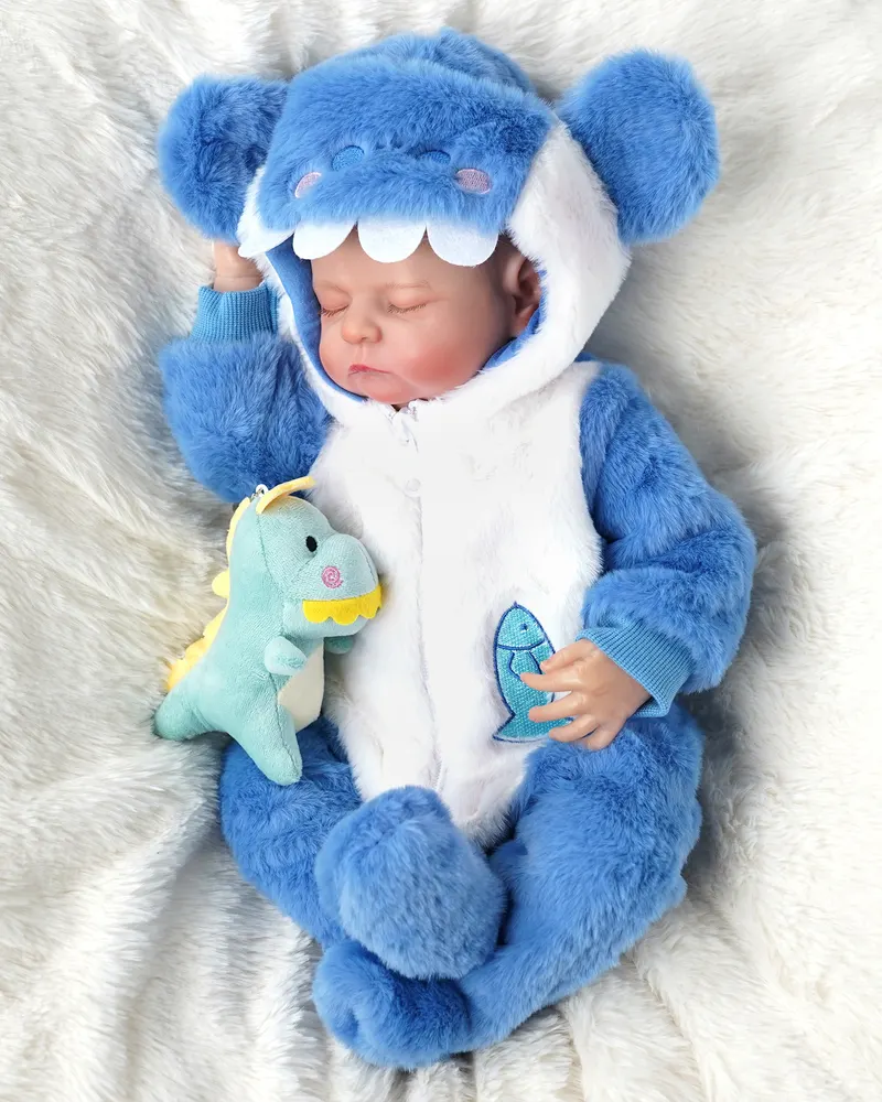 17"-20" Blue Shark Plush Bodysuit 1 Pcs Set for Reborn Babies, photograph 2