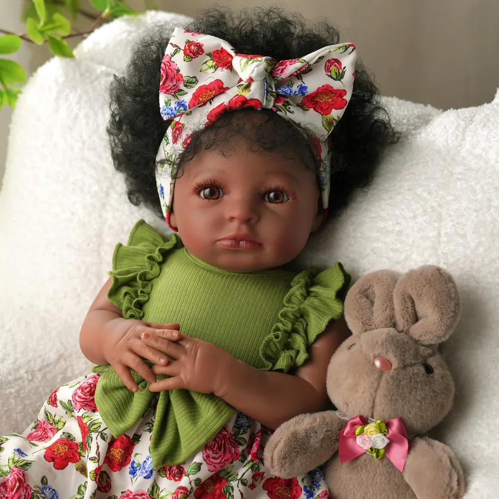 17-20" Green and Red Floral Romper for Reborn Babies, photograph 3