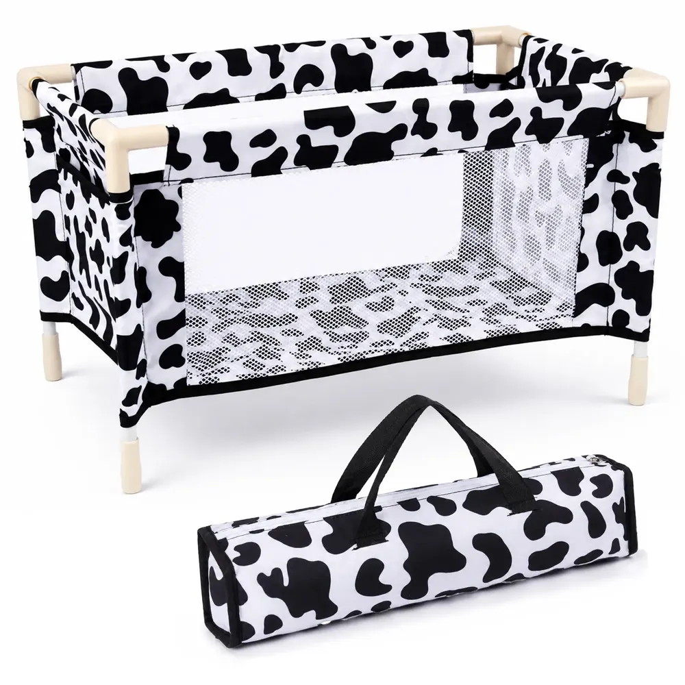 17–22" Black and White Doll Bed Set for Reborn Baby Dolls