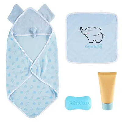 17"-22" Blue Elephant Wrap 4 Pcs Set Suitable for Newborn Baby Doll Clothes