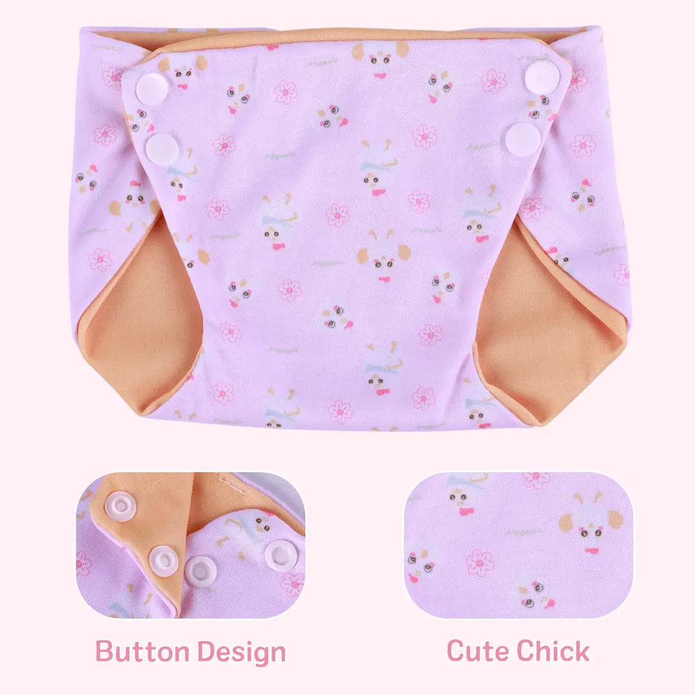 17"-22" Floral Nappy 4 Pcs Reborn Baby Doll Clothing Accessories Set, photograph 3