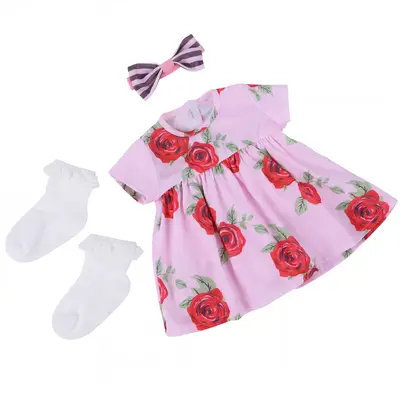 17-22" Pink Rose Floral Set 3 PCS for Reborn Baby