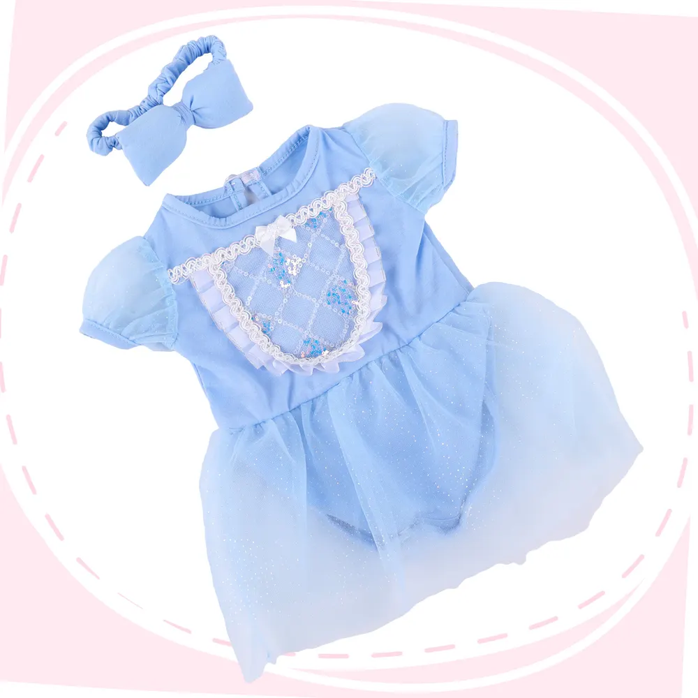 17"-22" 6pcs Set Girl Princess Lace Dress 3 Style Clothes Accessories, photograph 2