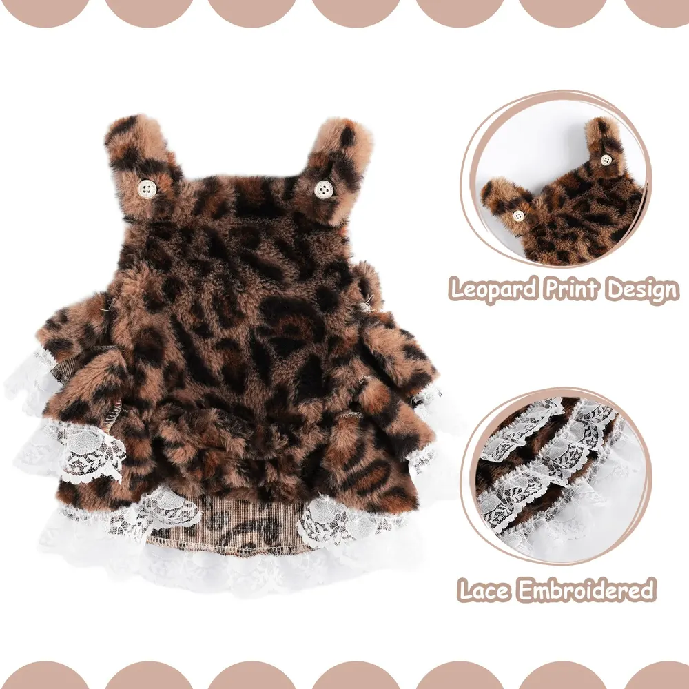 17"-22" Leopard Print Mesh Suspender Dress Set 4 Pcs Reborn Baby Doll Clothing, photograph 3