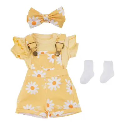 17"-22" Lovely Yellow Daisy Suspender Pants 4 Pcs Set for Reborn Baby Dolls