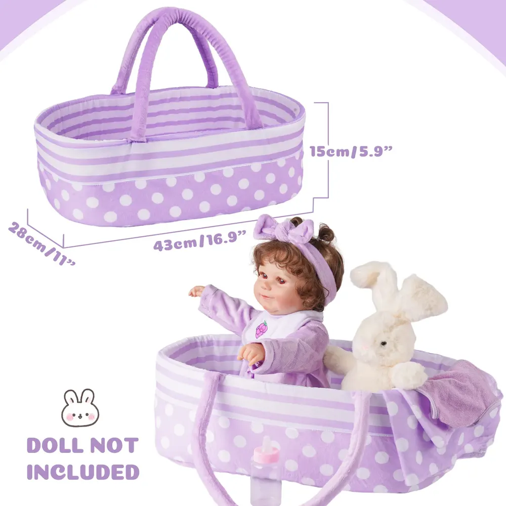17"-22" Pink and Purple Polka Dot 5 Pcs Reborn Baby Doll Clothes and Accessories Set, photograph 3