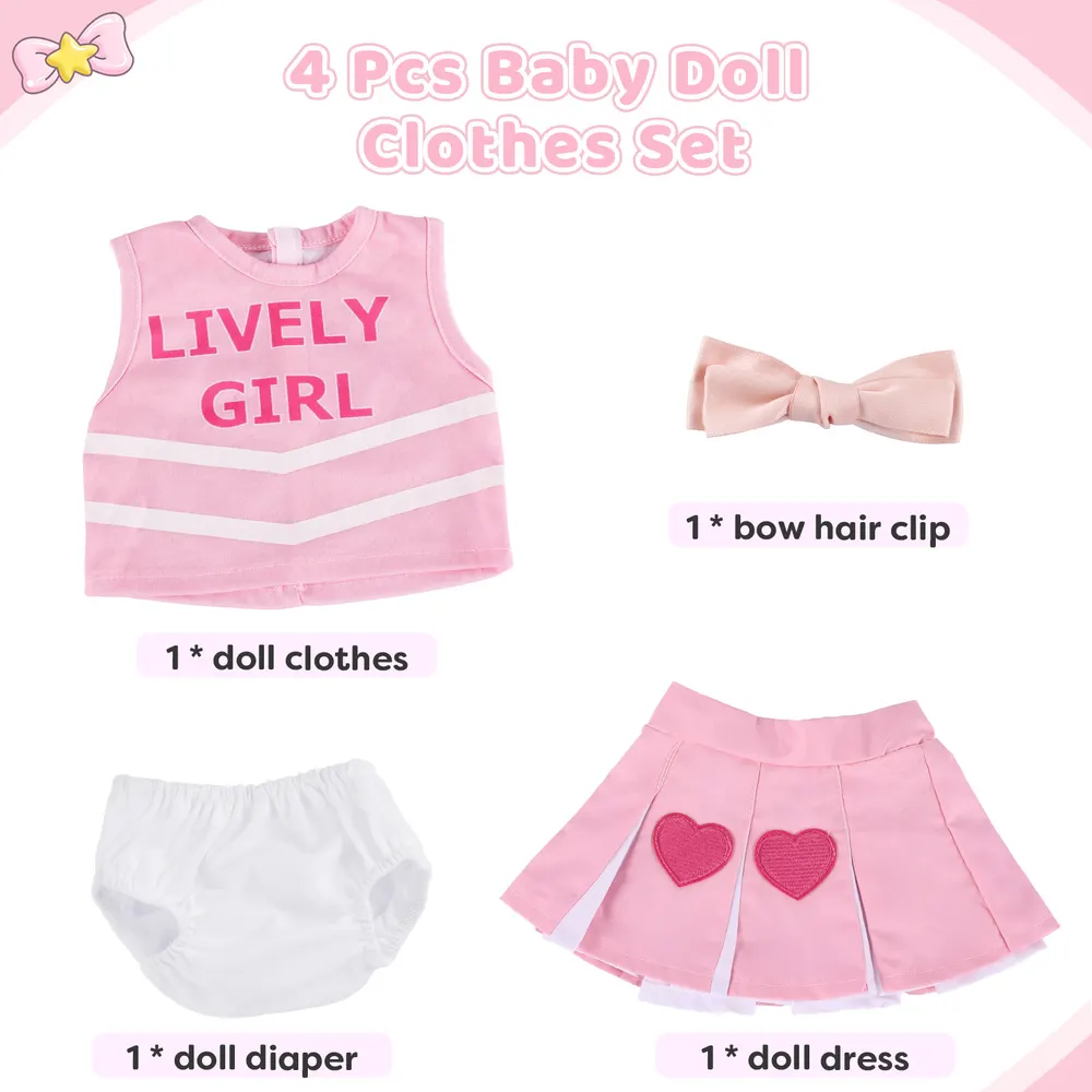 17"-22" Pink Love for Reborn Girl Baby Accessories 4-Pieces Set, photograph 2