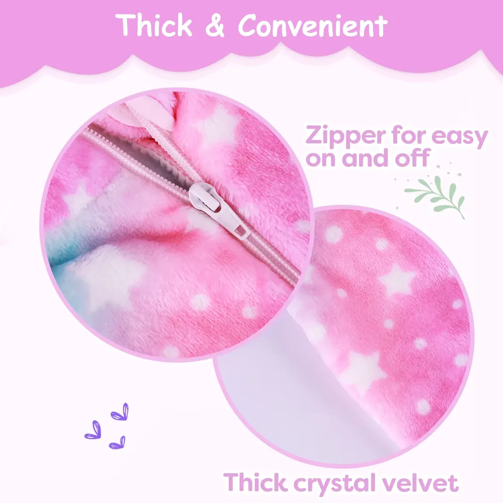 17"-22" Pink Unicorn Pyjamas 4 Pieces Accessory Set for Reborn Baby Doll, photograph 3