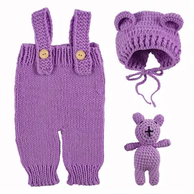 17"-22" Reborn Baby Doll Purple 3 Pcs Set Clothing Accessories