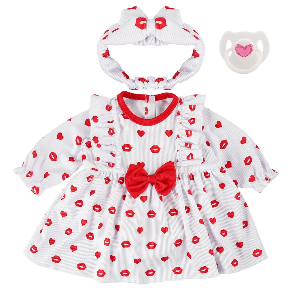 17"-22" Reborn Baby Doll Red Love 3 Pcs Set Clothing Accessories