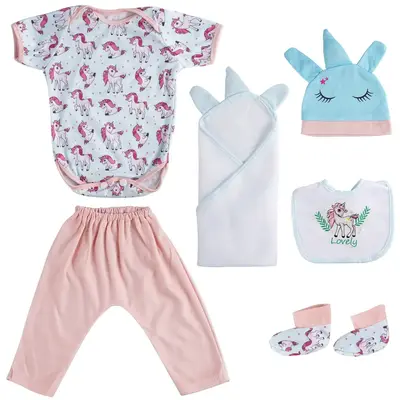 17"-22" Unicorn Blue Pink Rainbow 6-Pieces Set of Reborn Baby Clothing Accessories