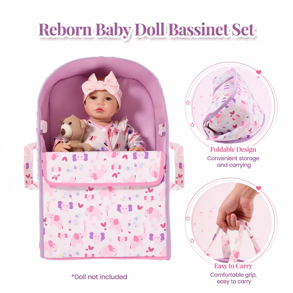 17"-22"Pink Cloud Bed Reborn Baby Doll Bed Accessory Set, photograph 2