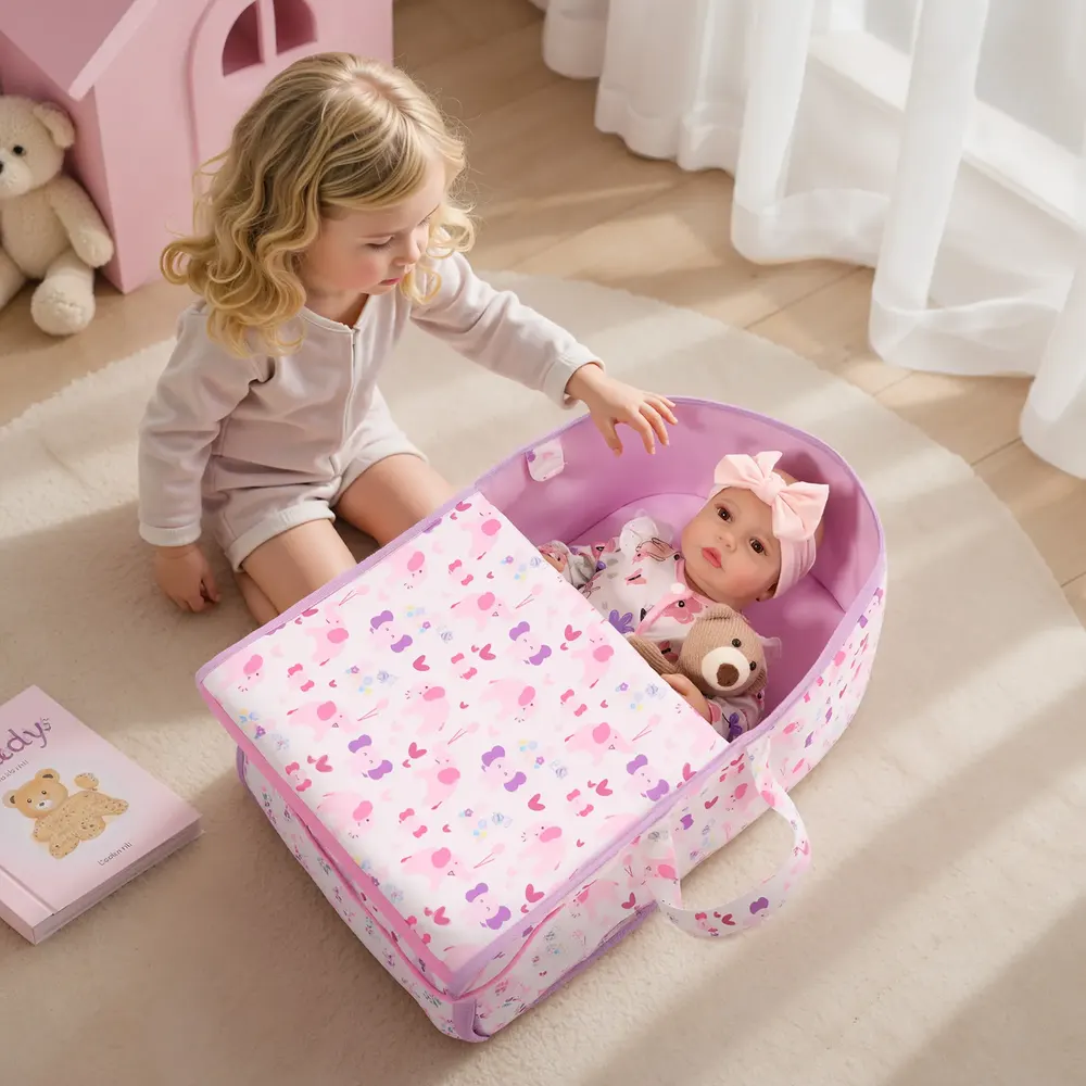 17"-22"Pink Cloud Bed Reborn Baby Doll Bed Accessory Set, photograph 6