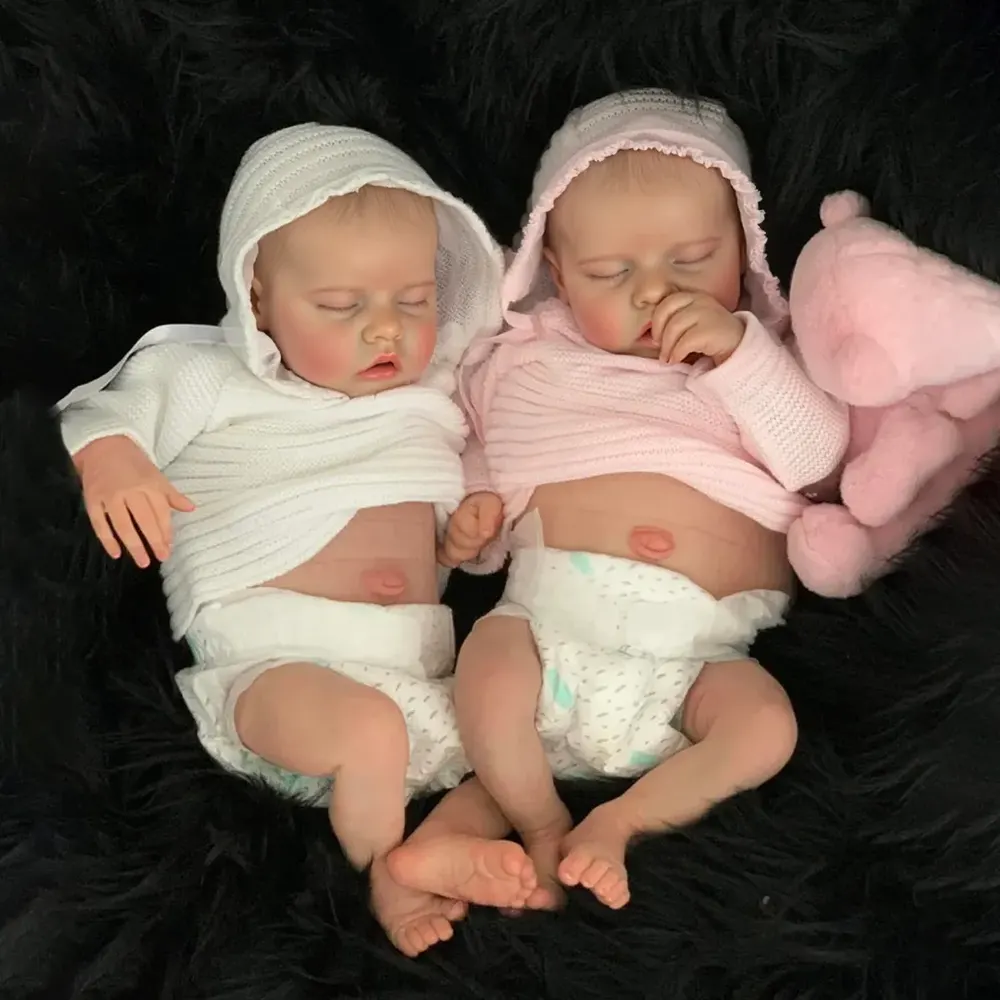 17" Bancy and Tucy Twins Girls Touch Real Reborn Newborn Baby Doll, photograph 2