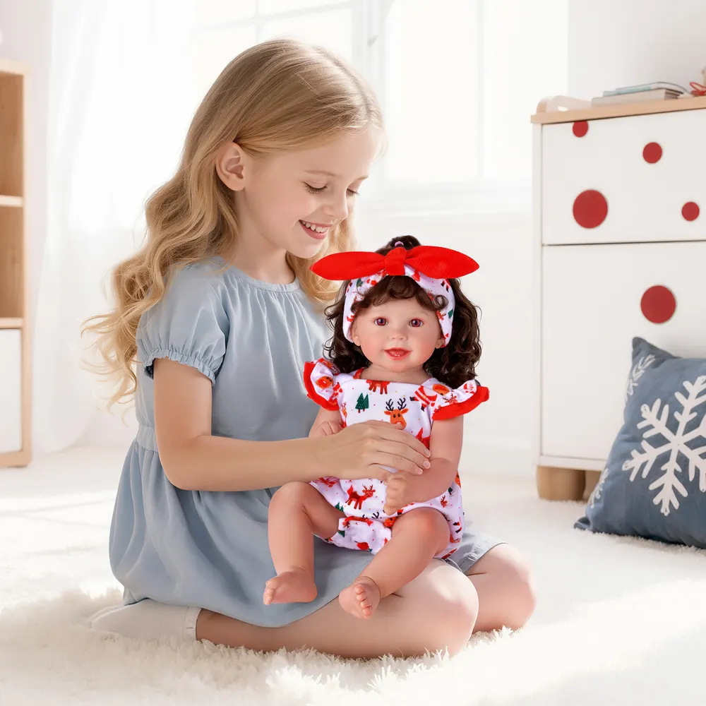 17"-22" Christmas Flutter Sleeve Rompers for Reborn Dolls, photograph 6