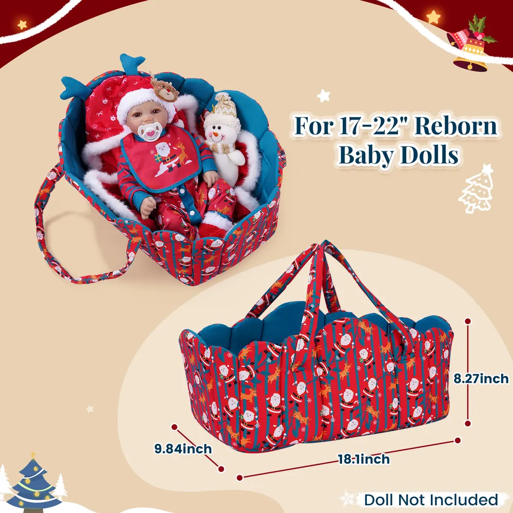 17"-22" Christmas New Edition Lake Green Santa Claus Basket 8-Piece Set, photograph 3