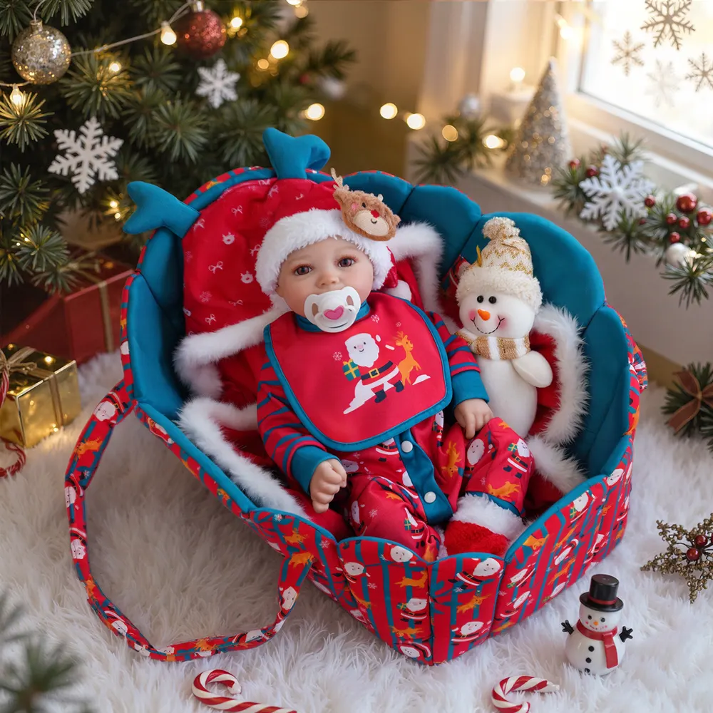 17"-22" Christmas New Edition Lake Green Santa Claus Basket 8-Piece Set, photograph 5