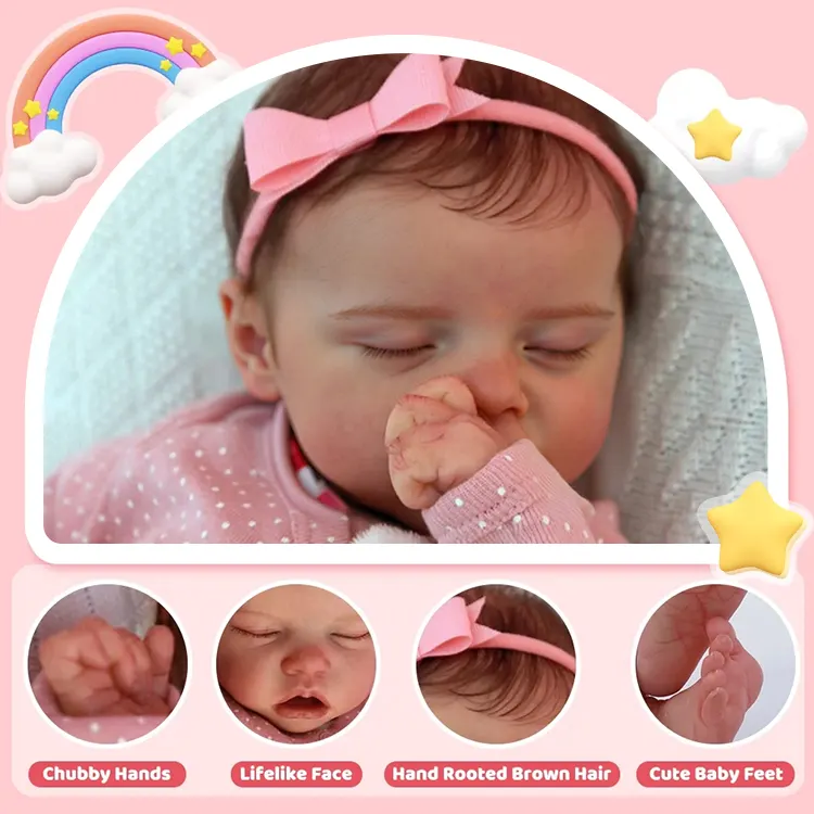 Eyes can Opened & Closed!!17" Lifelike Handmade Silicone Reborn Asleep Girl Doll, photograph 3