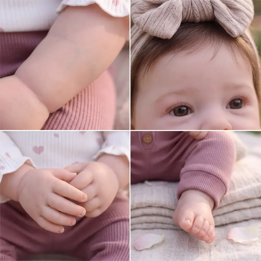 17" Lifelike Reborn Baby Girl, Soft Vinyl Body with Rooted Hair – Flora, photograph 4