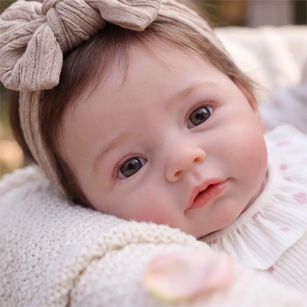 17" Lifelike Reborn Baby Girl, Soft Vinyl with Rooted Hair – Flora