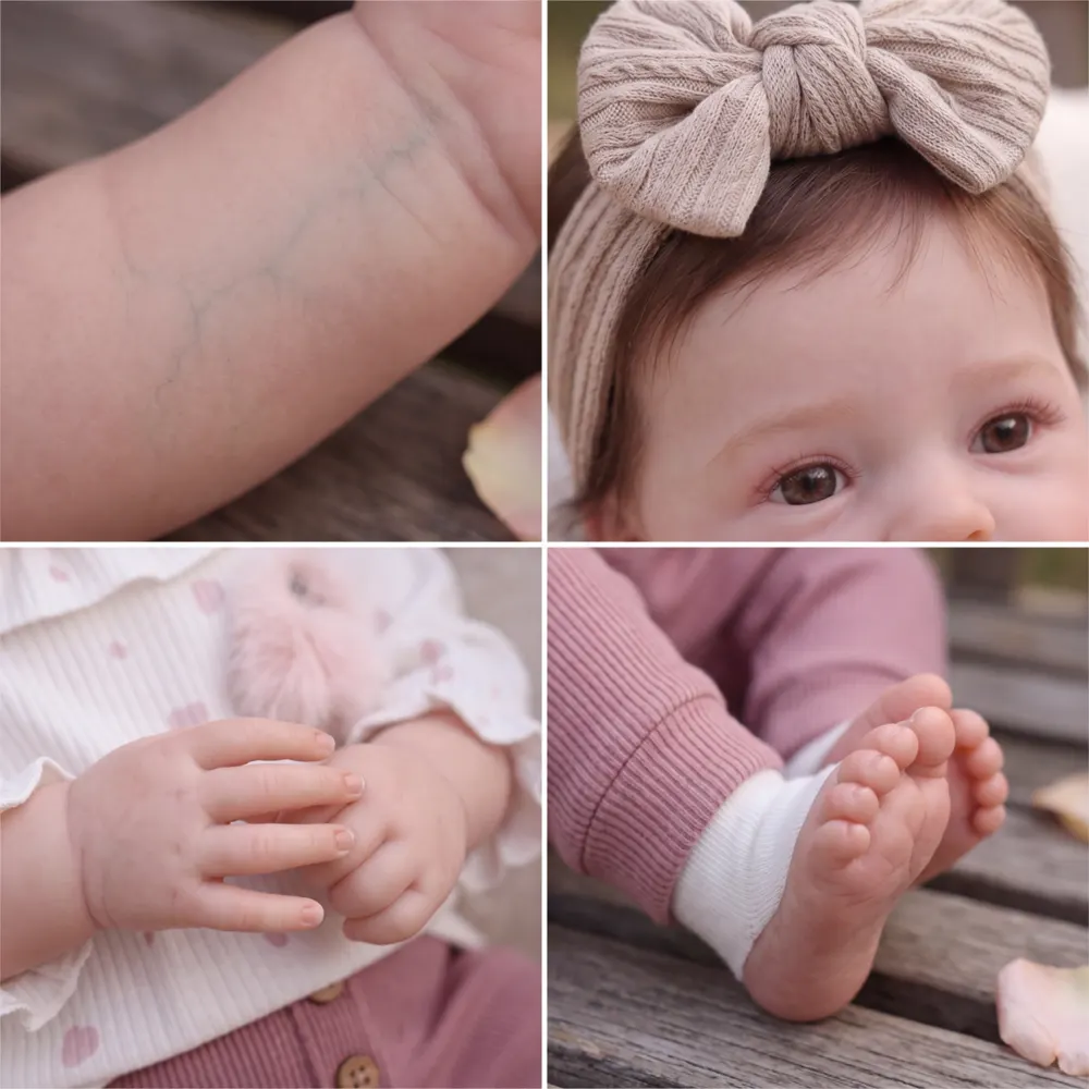 17" Lifelike Reborn Baby Girl, Soft Vinyl with Rooted Hair – Flora, photograph 4
