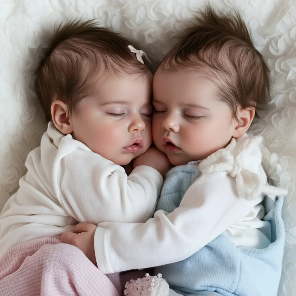17" Real Lifelike Twins Boy and Girl Debbie and Deborah Sleeping Reborn Baby Doll, photograph 5