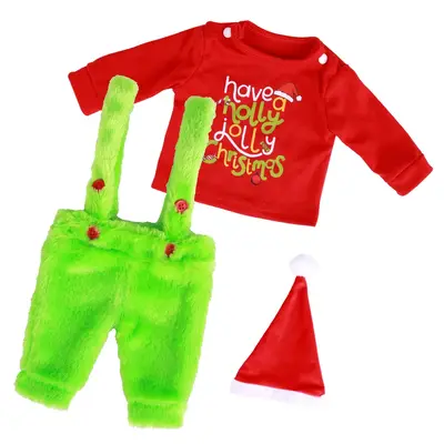 17" Reborn Baby Doll Christmas Green Suit 3 Pcs Set Clothing Accessories