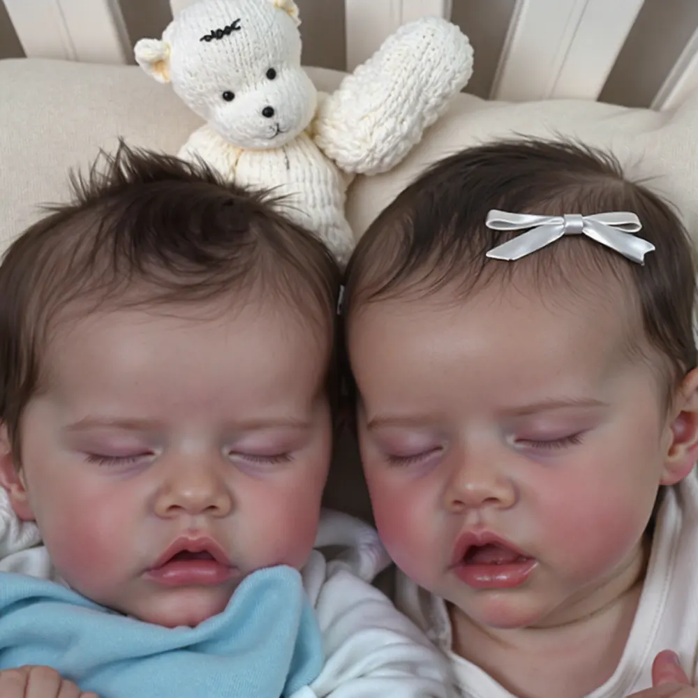 17" Reborn Baby Doll Twins Boy and Girl Debbie and Deborah Lifelike Sleeping Newborn, photograph 4