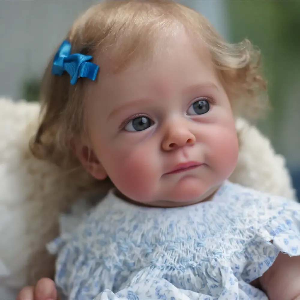 17" Soft Vinyl Reborn Toddler Girl With Grey Hair and Opened Eyes Designed, photograph 4