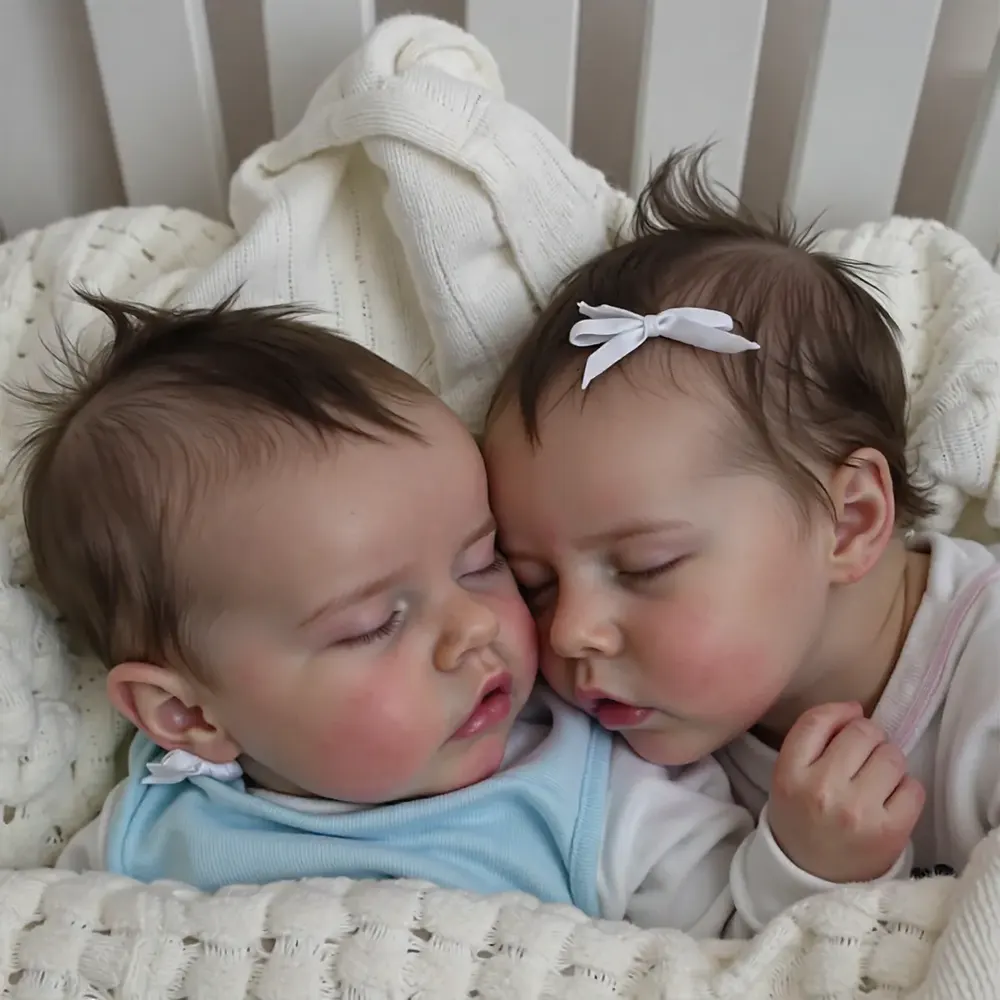 17" Twins Boy and Girl Reborn Silicone Baby Doll Debbie and Deborah Lifelike, photograph 2