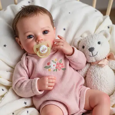 18" Real Lifelike Cute Awake Reborn Newborn Doll Named Cilara with Brown Hair