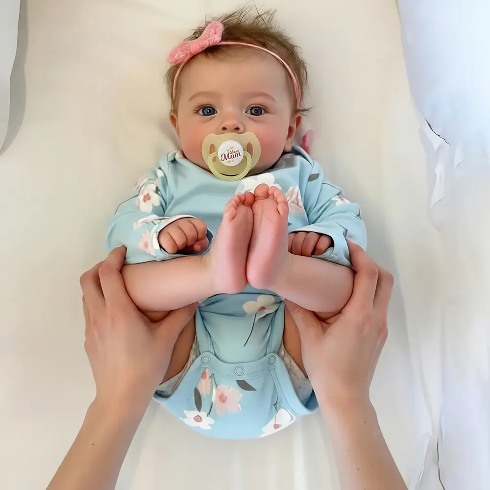18" Real Lifelike Cute Eyes Opened Reborn Newborn Doll Girl Named Sum With Blue Eyes, photograph 5