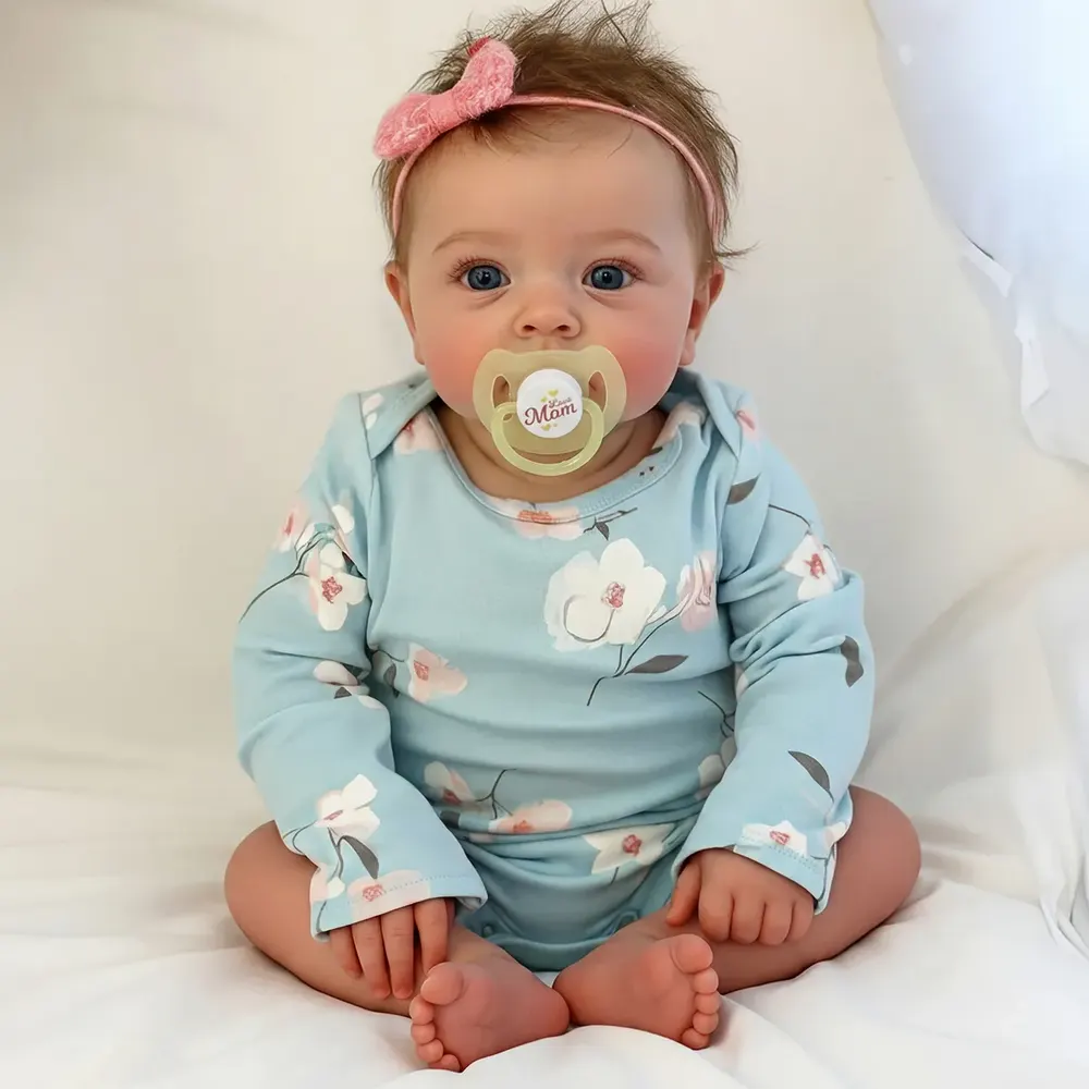 18" Real Lifelike Cute Eyes Opened Reborn Newborn Doll Girl Named Sum With Blue Eyes, photograph 6