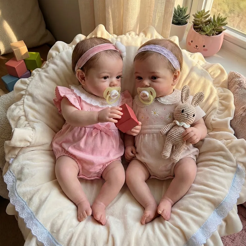 18" Reborn Twins Girl Doll with Lifelike Baby Face, photograph 3