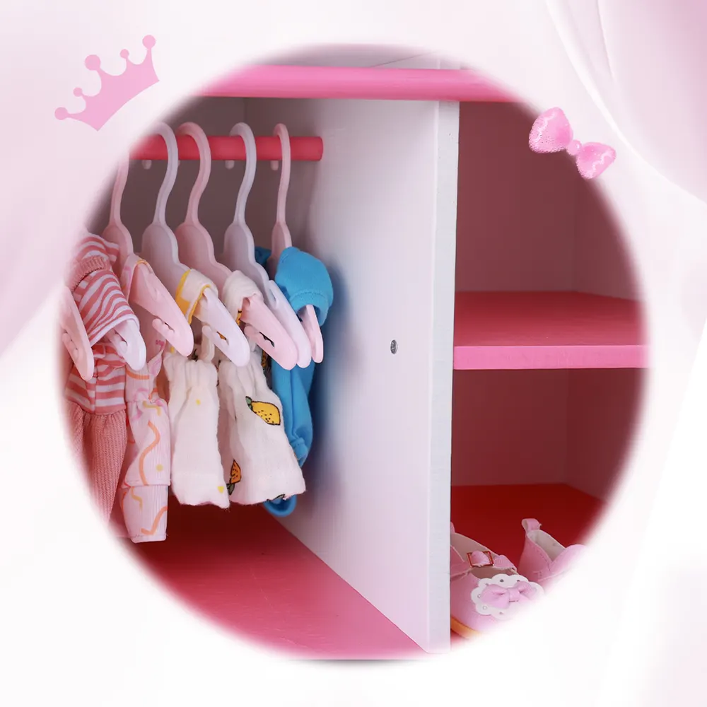 18" White & Pink Hanger 20 Pcs Reborn Baby Doll Accessories Set, photograph 3