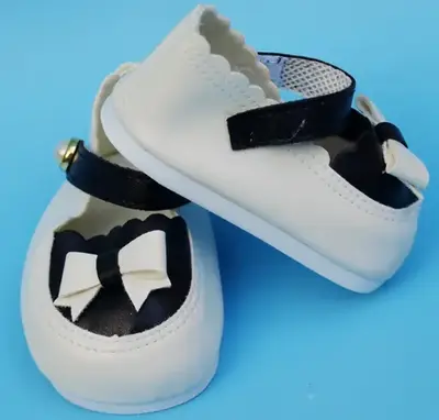 20"-22" Black and White Leather Shoes Reborn Baby Doll Clothes Accessories Set