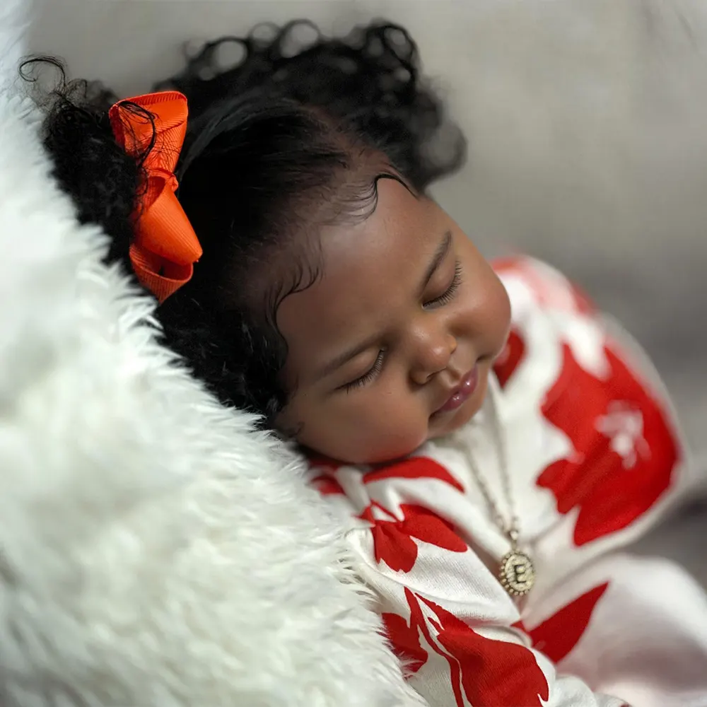 20" African American Reborn Baby Doll with Regular Heartbeat and Soothing Breath, photograph 4